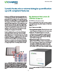 Lunatic hooks micro-volume biologics quantification up with compliant features